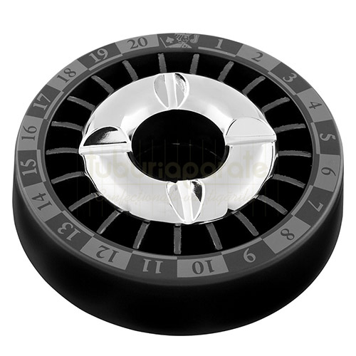 Scrumiera Angel 21 neagra in forma de ruleta casino din aluminiu